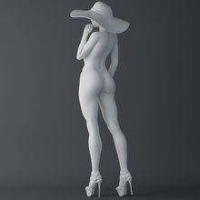 moda menina vestindo chapéu 004 3d impressão modelo in mulher 3dexport fêmea senhora tendência sexy perfeito tentação pé corpo plenitude high heeled nu 3d print model - Mito3D