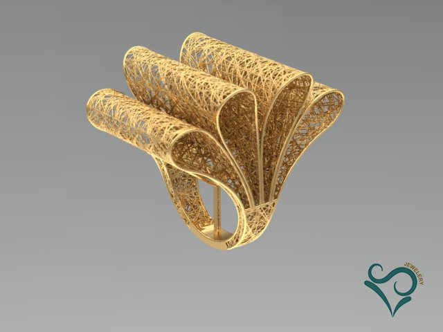 a moda de um anel ouro impressão 3d do modelo moda-anel casamento-ring engajamento-ring mulher-ring jóia printable pedra diamante preciosa 3D print model - Mito3D