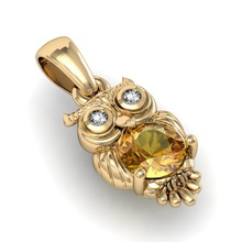 moda ciondolo gufo gemme gioielli stampabile cad esclusivo oro gemma rhiho cnc gioiello 3d print model - Mito3D