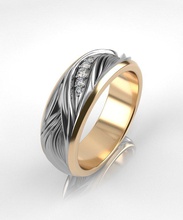 moda anillo 002 ola 3d impresión modelo in anillos 3dexport joya diamante joyería oro plata 3dm obj stl 3d print model - Mito3D