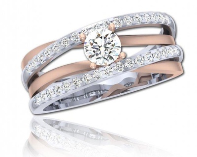 Moda anillo anillos joyería joya fashion ring diamond compromiso 3d 3dprintable stl file gold moderno 3dmodel 3d print model - Mito3D