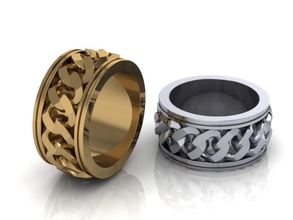 la moda anillo de cadena edición las mujeres los hombres estilo joyería joya 3dprint el plato 3d print model - Mito3D