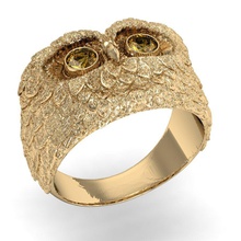 moda anello gufo stampabile gioielli cad diamante-anello esclusivo oro gemma rhiho cnc donna gioiello 3d print model - Mito3D