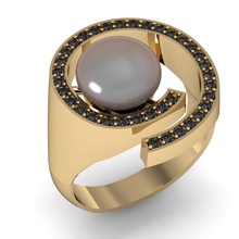 fashion ring pearl jewelry diamond printable cad gems female women exclusive 3dm stl obj gold rhino cnc 3d print model - Mito3D