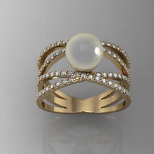 Mode-ring pearl bedruckbar ist exklusiv cad gold ring Mode Hochzeit gem rhiho cnc Frau Juwel Schmuck 3d print model - Mito3D