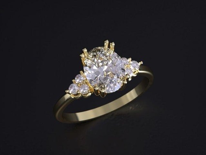 Moda Boda anillo anillos diamante compromiso joya joyería plata amarillo oro Rosa blanco lujo imprimible brillante mujer corte esmeralda oval 3d print model - Mito3D