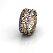 moda anello di nozze gemme matrimonio stampabile oro rhiho cad cnc donna 3d print model - Mito3D