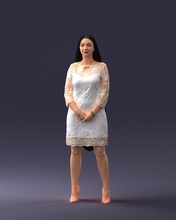 fashion woman 0714-1 3d print ready scan model polygon 3dprint human male realistic posed character figurine people visualization miniatures casual man child 3d print model - Mito3D