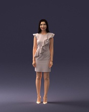 fashion woman in evening dress 0714-8 3d prit ready print model 3dexport scan polygon 3dprint human male realistic posed character figurine people visualization miniatures casual man child 3d print model - Mito3D