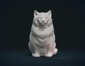 fat cat sculpture animal cute figurine mammal statue kitty funny 3d print model - Mito3D