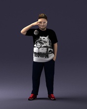 fat man in t-shirt 1121-4 3d print ready model 3dexport scan polygon 3dprint human male realistic posed character people miniatures woman child style success fashion beauty 3d print model - Mito3D