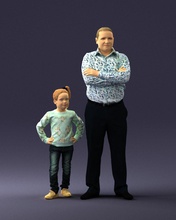 father daughter 0040 3d print ready scan model polygon 3dprint human male realistic posed character people miniatures man woman child dad parents relatives favourites 3d print model - Mito3D