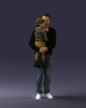 father son 1226 3d print ready model in man 3dexport scan polygon 3dprint human male realistic posed character people miniatures woman child style success fashion beauty 3d print model - Mito3D