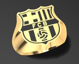 fc Barcelone bague 3d impression modèle bijoux or diamant bijou football bateau Madrid Espagne anneaux 3d print model - Mito3D