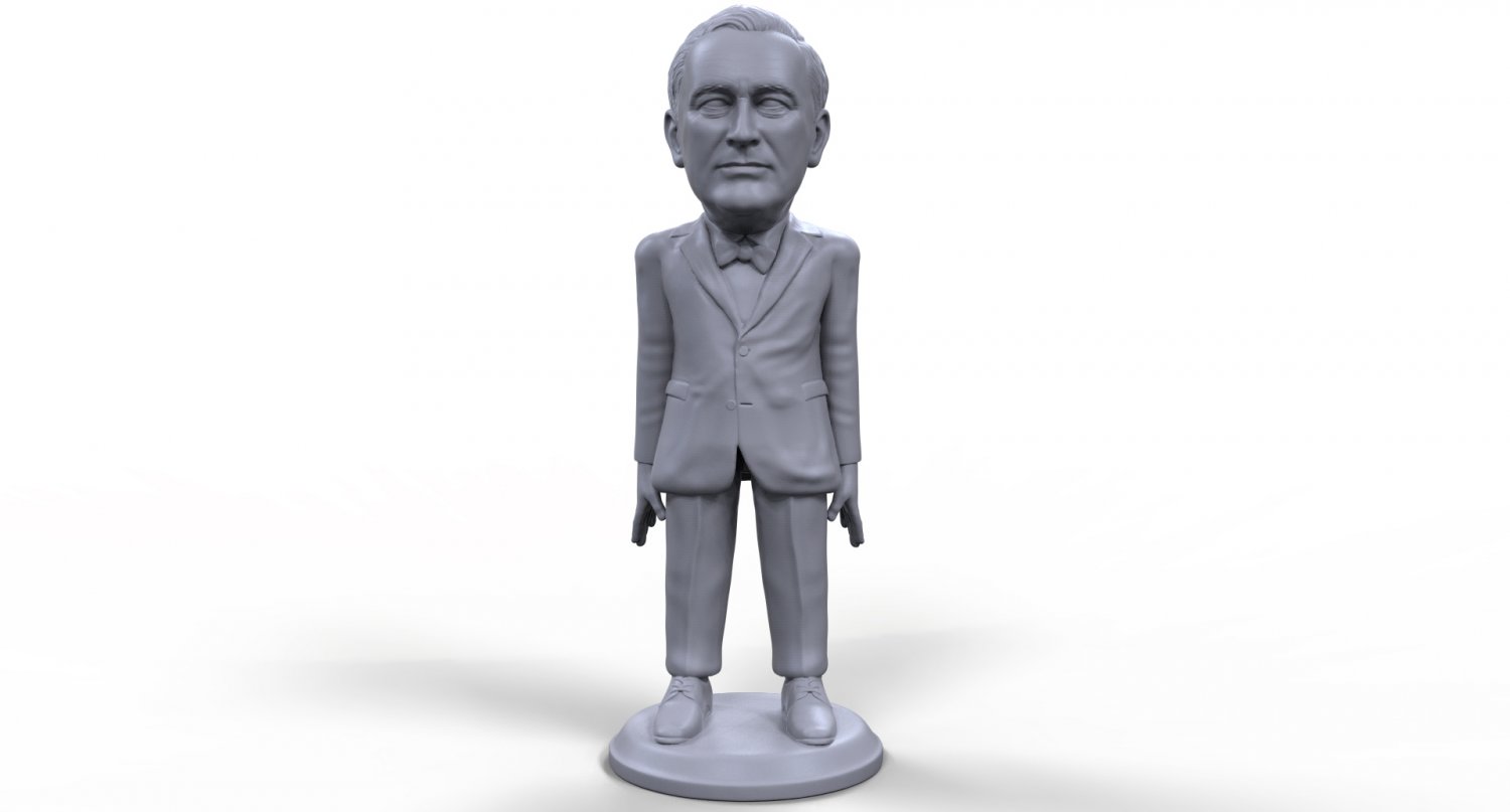 fdr stylized high quality 3d printable miniature print model in sculpture 3dexport allied ww2 president historical man human board-game figurine toy statue roosevelt politician political 3D print model - Mito3D
