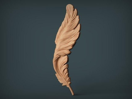 feather bas-relief sculpture feathers wing fly nature bird animal eagle angel indian mohawk stl-feather cnc-stl decoration decor wall-decor 3d print model - Mito3D