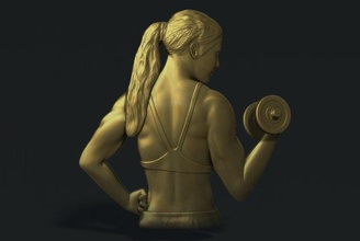 female bodybuilder bas relief 3d print model in sculpture 3dexport woman girl muscular fit fitness body human building sports athlete workout coaching practice weight-lifting lifting-barbells gym barbell musculature 3d print model - Mito3D