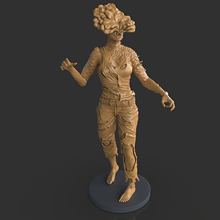 kadın tıklayıcı heykel figürinler tlou geriye kalanlar zombi yaratık 3dprint mantar şekil vermek kız minyatür heykelcik zbrush kopya kıyamet yaramaz köpek video oyunu korku 3d print model - Mito3D