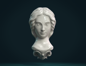 female face head sculpture bust decoration dcor element beautiful girl wall relief bas-relief statue mascaron 3d print model - Mito3D