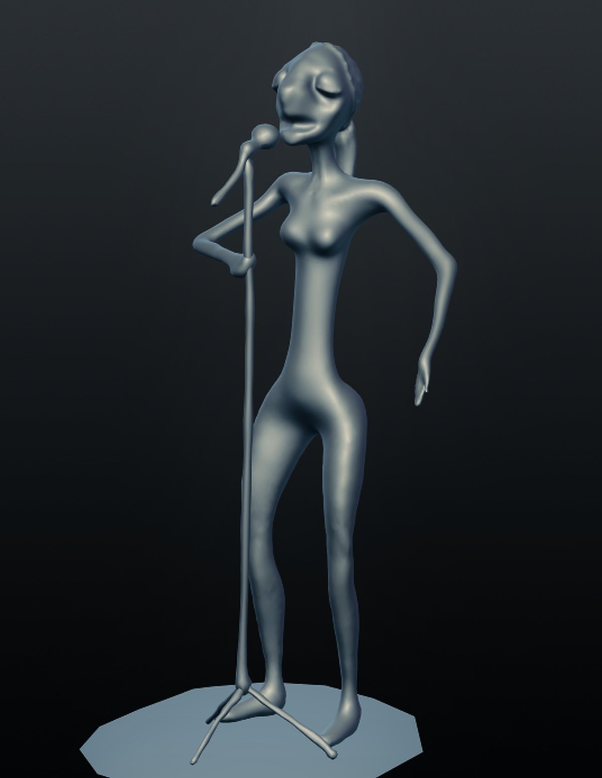 femelle de chanteuse jazz le jazzman jazz-band jazz-chanteur art la statue figurine sculpture comic-art imprimable 3D print model - Mito3D