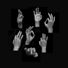 femmina palma posizione mano dito corpo bene donne ragazza cartello carattere anatomia 3d print model - Mito3D