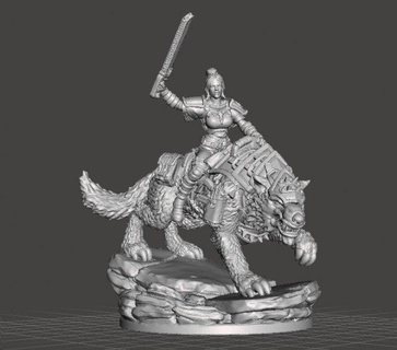 female rough rider wolf chain sword miniature model rpg dnd sci-fi imperialguard guard wh40k heroine girl teen woman soldier trooper wolves dungeonsanddragons sisters animal fantasy warhammer mounted wargames scifi colonialmarines 3d print model - Mito3D