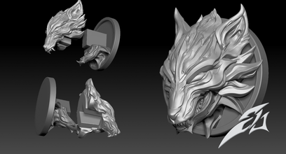 fenir - bust high 3d print model in figurines 3dexport final fantasy wolf fenrir cloud ff7 3d print model - Mito3D