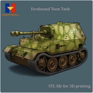 ferdinand toon tank vehicle toys fun war ww2 easy gift printable cartoon vehicles model military scale hobby german miniature kit 3d print model - Mito3D