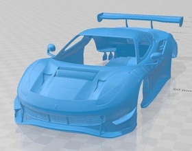 ferrari 488 gt3 evo 2020 printable body car 3d print model in automotive 3dexport slot scallextric tamiya rc miniz hobby micro 3d print model - Mito3D