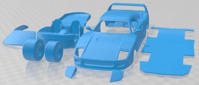 Ferrari f40 1987 imprimível carro automotivo fenda escalextrico Tamiya rc miniz passatempo micro 3d print model - Mito3D