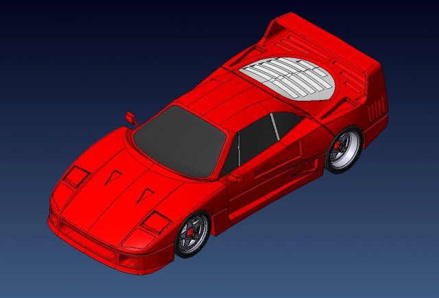 Ferrari f40 Fahrzeug 3dprint drucken 3D print model - Mito3D