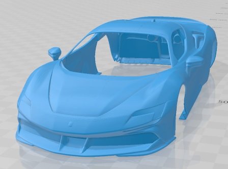 ferrari sf90 spider 2021 printable body car 3d print model in automotive 3dexport slot scalextric tamiya rc miniz hobby micro 3D print model - Mito3D