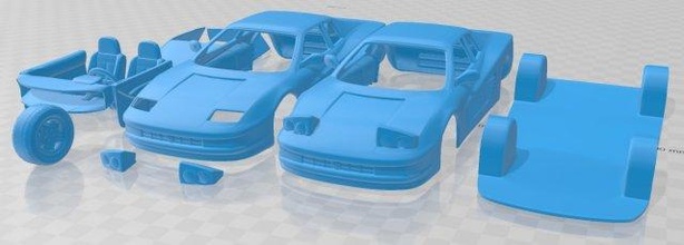 ferrari testarossa 1986 imprimable voiture 3d impression modèle in automobile 3dexport fente scalextric tamiya rc miniz loisir micro 3d print model - Mito3D