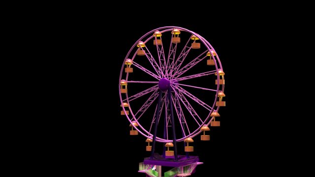 ferris wheel 3d model in race track 3dexport carousel max high poly booth park entertainment kids evening travel lighting 3D print model - Mito3D