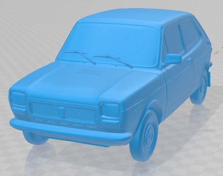 fíat 127 imprimible coche vehiculo 3d impresión modelo automotor diorama modelado pasatiempo sólido escala 3D print model - Mito3D