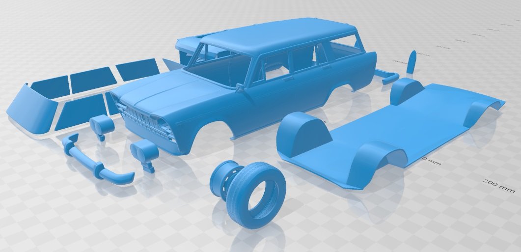 fiat 2300 aile 1963 yazdırılabilir araba yuva ölçülü Tamiya rc miniz hobi mikro 3D print model - Mito3D