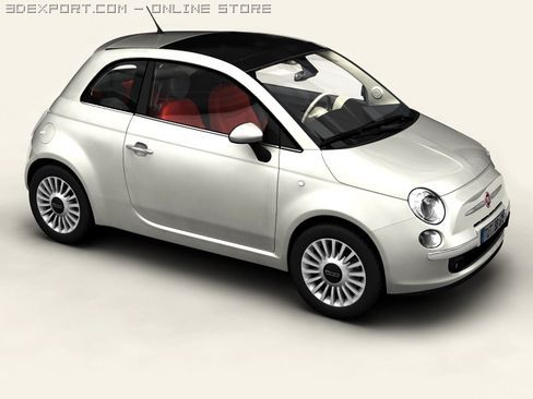 fiat 500 2008 3d modello in compatto macchine 3dexport 2007 città mini macchina veicolo trasporto automobile auto civile dettagliata interni doorfiat porta 3D print model - Mito3D