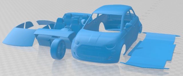 Fiat 500 2021 druckbar Wagen Automobil Slot scalextric tamiya rc miniz Hobby Mikro 3D print model - Mito3D
