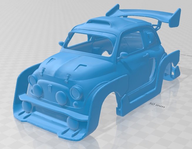 fiat 500 raid printable body car 3d print model in automotive 3dexport slot scalextric tamiya rc miniz hobby micro 3D print model - Mito3D