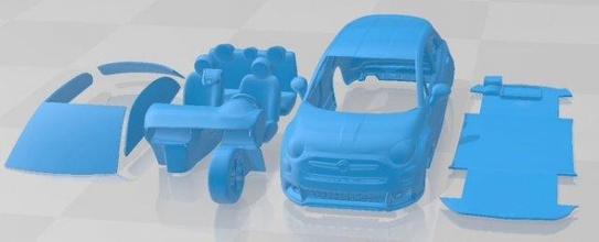 fiat 500 sport 2020 printable car slot scalextric tamiya rc miniz hobby micro 3d print model - Mito3D