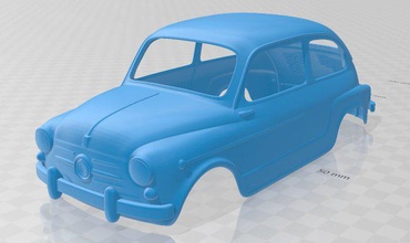 fiat 600 d 1960 posto sedere stampabile corpo macchina 3d stampa modello in settore automobilistico 3dexport conchiglia rc radio controllo tamiya fessura scalextric spagna italia 3d print model - Mito3D