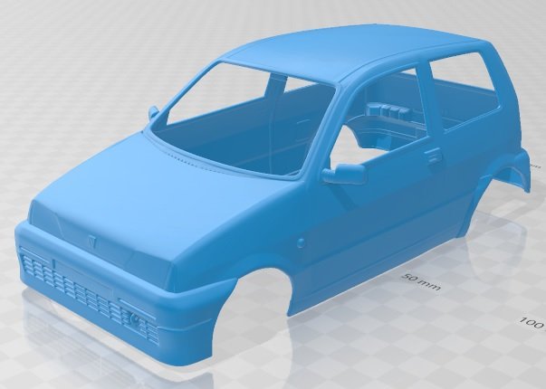 fíat cinquecento 1991 imprimible cuerpo coche vehiculo espacio scalextric Tamiya rc miniz pasatiempo micro 3D print model - Mito3D