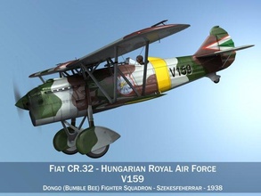 fiat cr32 hungarian royal air force v159 cr-32 regia aeronautica italy biplane fighter aircraft single-seat army military plane forces spanish 3d print model - Mito3D