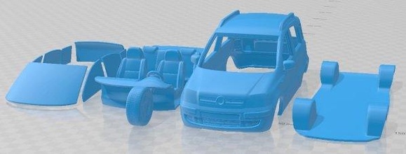 fíat panda 2011 imprimible coche vehiculo 3d impresión modelo in automotor 3dexport espacio scalextric tamiya rc miniz pasatiempo micro 3d print model - Mito3D