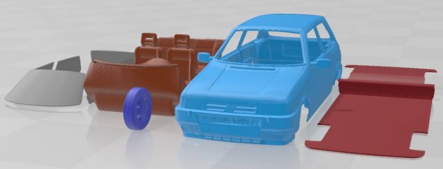 Fiat uno Turbo mk2 druckbar Wagen Automobil Slot scalextric tamiya rc miniz Hobby Mikro Druckguss 3D print model - Mito3D