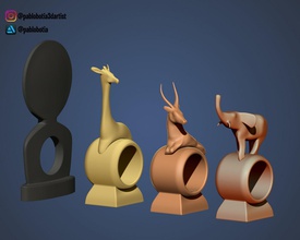 les chiffres garde des nappes-serviettes girafe l'éléphant gazelle figure de la décoration animaux l'afrique maison serviettes toilette table 3d print model - Mito3D