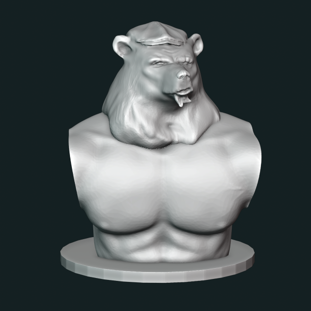 figurine bear animal toy statuette statue creature nature fur beast cap muscles miniatures 3D print model - Mito3D