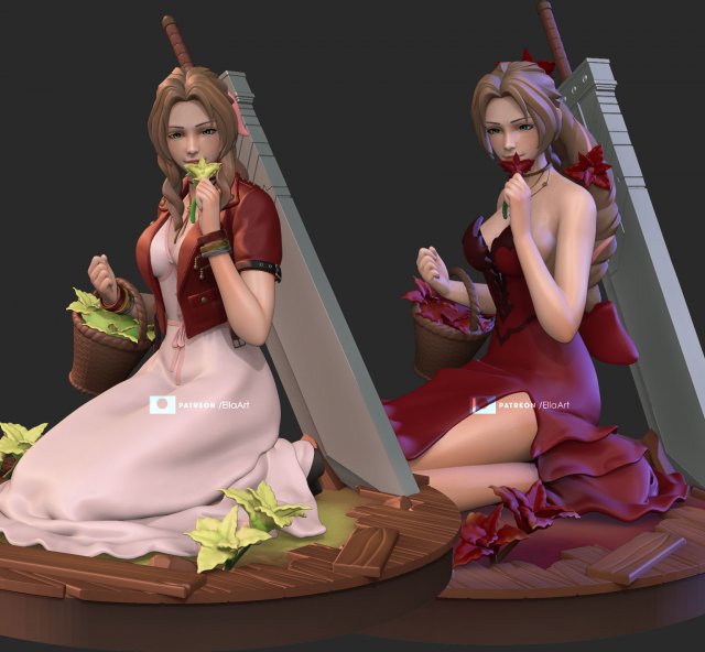 final fantasy 7 remake - aerith version 1 2 3d print model in woman 3dexport miniatures figurines art sculpture alice winderland beauty annie archeress luna mary jane gwen stacy metroid samus morrigan 3D print model - Mito3D