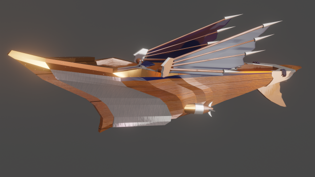 fantasia ix azul narciso escultura barco vôo nave yitan zidane 3D print model - Mito3D