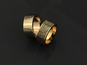 fingerprint ring engagement female gold jewel jewell jewellery jewelry men rhino rings silver touch wedding 3d print model - Mito3D